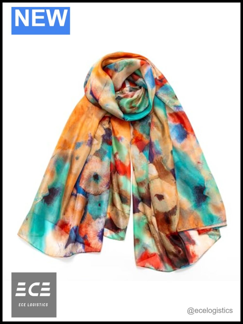 100% Mulberry Silk Women's Oversized Scarf Shawl Wrap Chiffon Feel 68x43